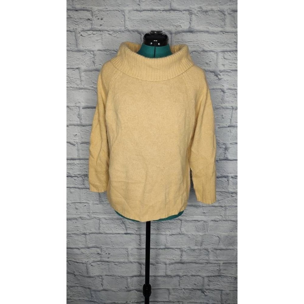 RAFAELLA Womens Pullover Sweater Yellow Angora Rabbit Hair cowl neck XL New